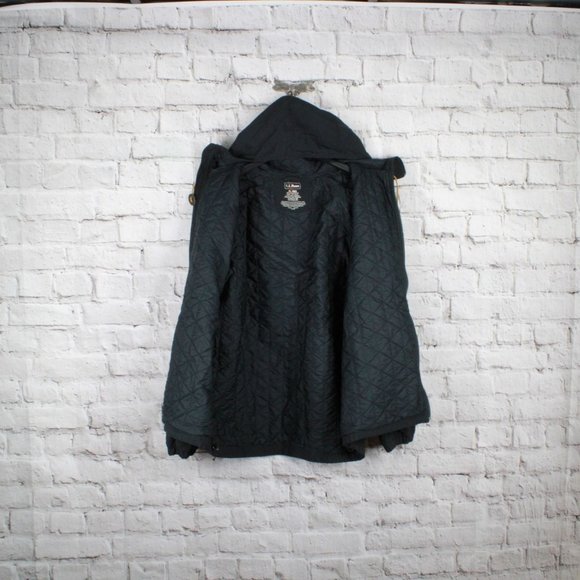 LL Bean Mountain Classic Black Nylon Lined Full-Zip Hooded Jacket XL - Picture 5 of 8